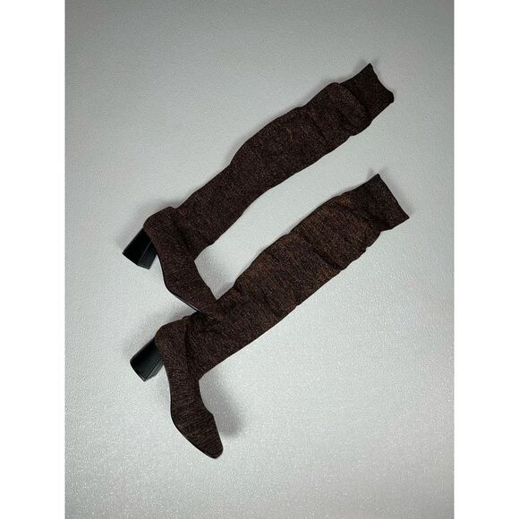 Room of Fashion Over The Knee Block Heel Glitter Thigh Boots Rose Gold 8.5 New - Picture 6 of 10